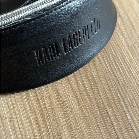 Karl Lagerfeld Black Eyeglass Sunglasses Case Faux Leather Zip Closure - Picture 1 of 5